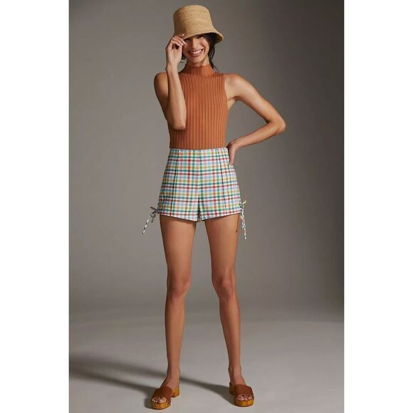 Anthropologie x Maeve Gingham Micro Mini Shorts Size 14 - Picture 1 of 9